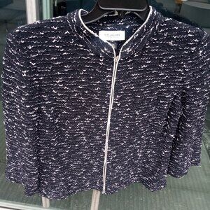 🌟 St. John Black & White Textured Knit 2-Piece Jacket & Skirt Suit 🌟
